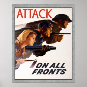 Canadese WW2 aanval op alle fronten Poster
