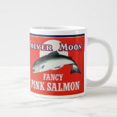 canadese zalmlabel voor roze zalm in blik grote koffiekop (Rechts)