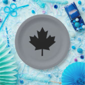 Canadese zwarte lederen stijl papieren bordje (Feest)