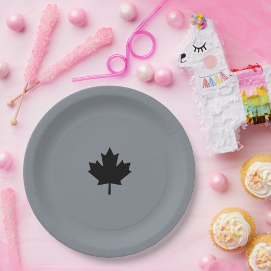 Canadese zwarte lederen stijl papieren bordje (Feest)