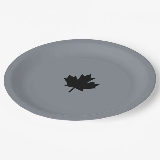 Canadese zwarte lederen stijl papieren bordje (Gekanteld)