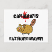 Canadezen eten meer bever briefkaart (Voorkant)