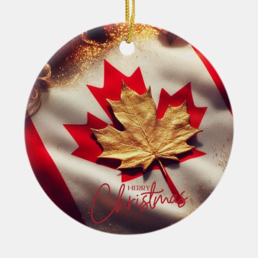 CANADIA FLAG GEÏNSPIREERD KERAMISCH ORNAMENT (Voorkant)