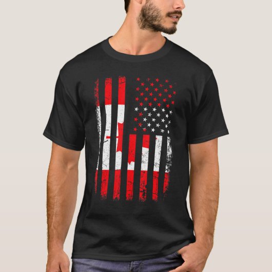 Canadian American Flag Canadian Roots Canada Ameri T-shirt (Voorkant)