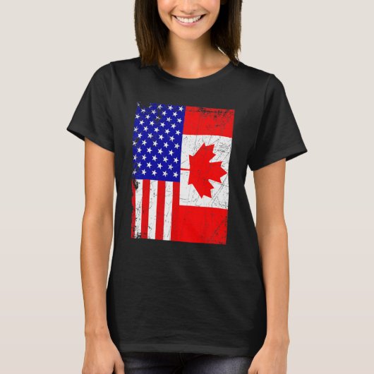 Canadian American Shirt USA Canada Flag 4th Of Jul (Voorkant)