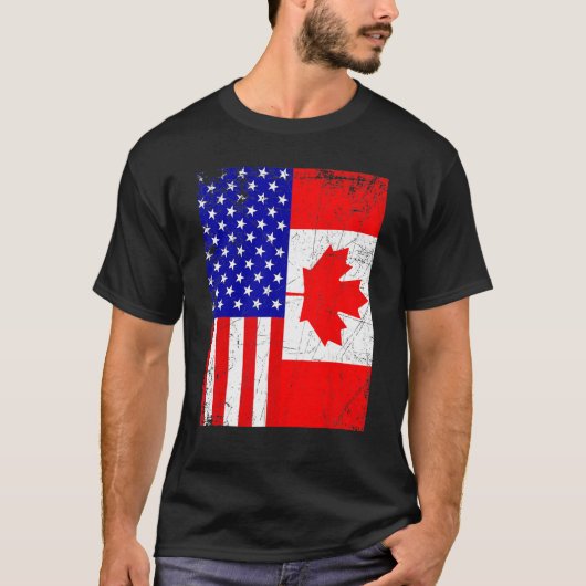 Canadian American Shirt USA Canada Flag 4th Of Jul (Voorkant)