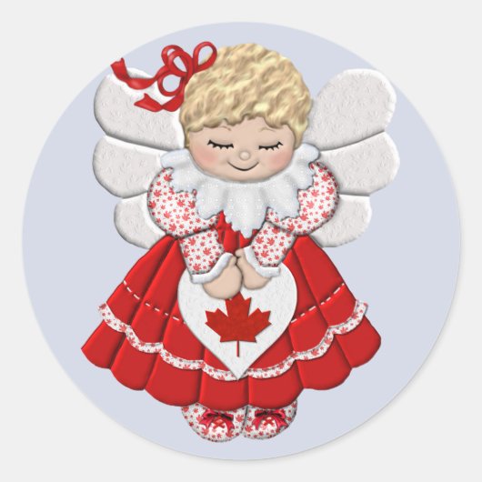 Canadian Angel Ronde Sticker (Voorkant)