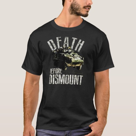 Canadian Armored "Death Before Dismount" DARK T-shirt (Voorkant)