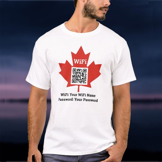 Canadian Bar WiFi Plus QR Code Plus Adres op een T-shirt