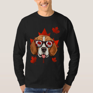 Canadian Beagle Dog Maple Leaf Patriotic Canada Fl T-shirt