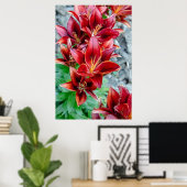 Canadian Beauty, Floral Red Stargazer Lily Poster (Thuiskantoor)