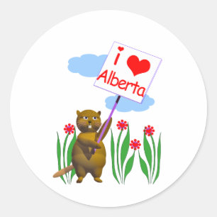 Canadian Beaver Loves Alberta Ronde Sticker