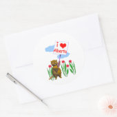 Canadian Beaver Loves Alberta Ronde Sticker (Envelop)