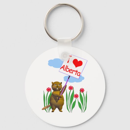 Canadian Beaver Loves Alberta Sleutelhanger (Voorkant)