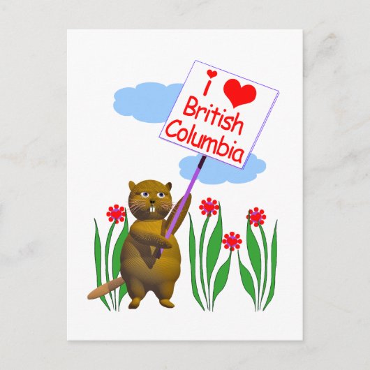 Canadian Beaver Loves British Columbia Briefkaart (Voorkant)