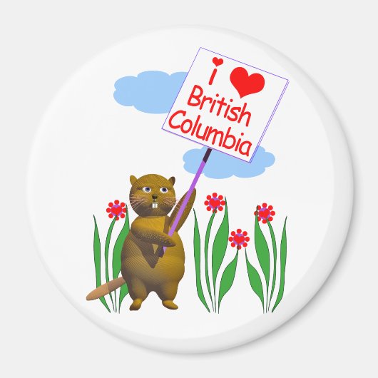 Canadian Beaver Loves British Columbia Magneet (Voorkant)