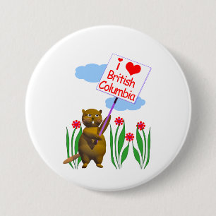 Canadian Beaver Loves British Columbia Ronde Button 7,6 Cm