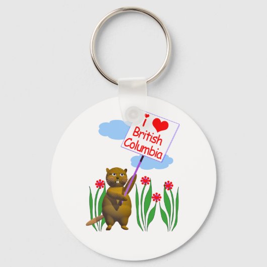 Canadian Beaver Loves British Columbia Sleutelhanger (Voorkant)
