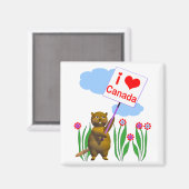 Canadian Beaver Loves Canada Magneet (Voorkant / Achterkant)