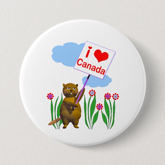 Canadian Beaver Loves Canada Ronde Button 7,6 Cm (Voorkant)