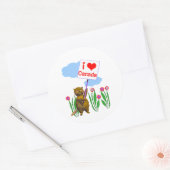 Canadian Beaver Loves Canada Ronde Sticker (Envelop)