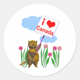 Canadian Beaver Loves Canada Ronde Sticker