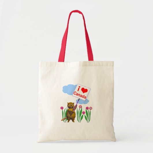 Canadian Beaver Loves Canada Tote Bag (Voorkant)