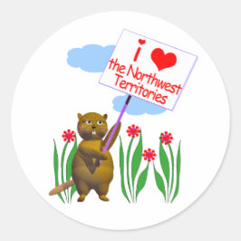 Canadian Beaver Loves de Northwest Territories Ronde Sticker