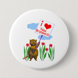 Canadian Beaver Loves New Brunswick Ronde Button 7,6 Cm