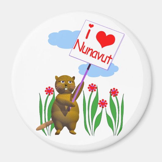 Canadian Beaver Loves Nunavut Magneet (Voorkant)