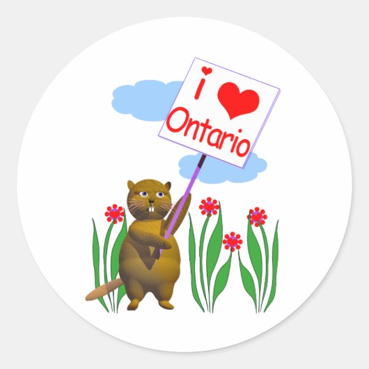 Canadian Beaver Loves Ontario Ronde Sticker (Voorkant)