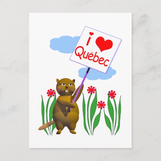 Canadian Beaver Loves Quebec Briefkaart (Voorkant)