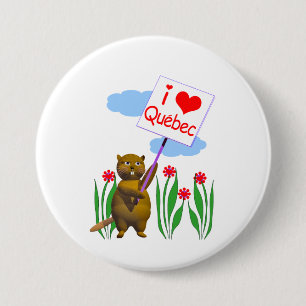 Canadian Beaver Loves Quebec Ronde Button 7,6 Cm