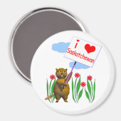 Canadian Beaver Loves Saskatchewan Magneet (Voorkant / Achterkant)