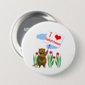 Canadian Beaver Loves Saskatchewan Ronde Button 7,6 Cm (Voorkant /achterkant)