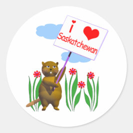 Canadian Beaver Loves Saskatchewan Ronde Sticker