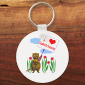 Canadian Beaver Loves Saskatchewan Sleutelhanger (Voorkant)