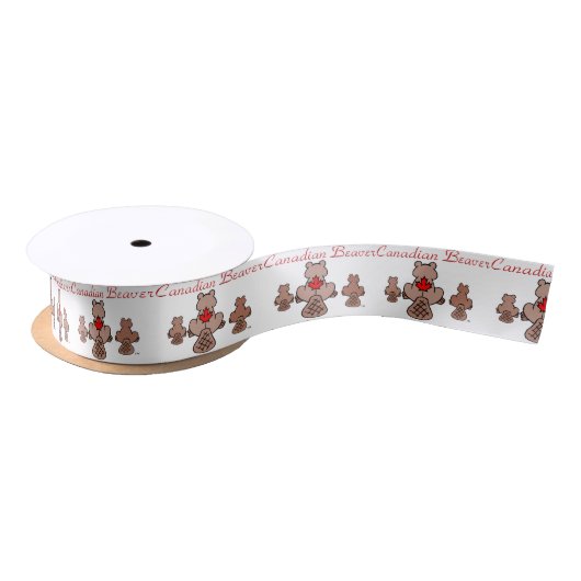 Canadian Beaver Ribbon Satijnen Lint (Spoel)