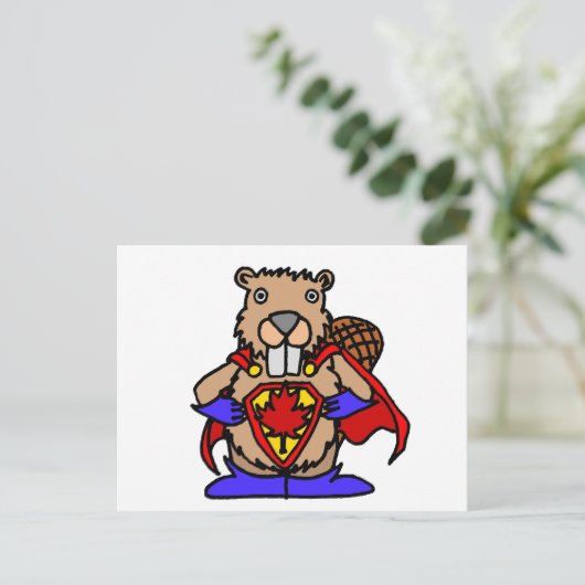 Canadian Beaver Superheld Briefkaart (Staand voorkant)