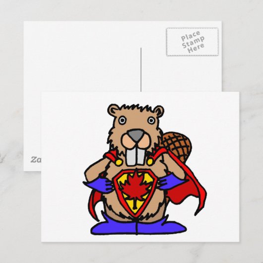 Canadian Beaver Superheld Briefkaart (Voorkant / Achterkant)
