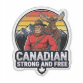 Canadian Bigfoot Strong And Free Sticker (Voorkant)