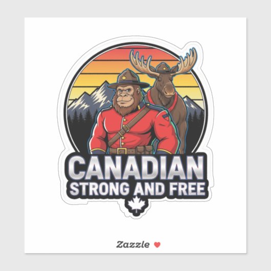 Canadian Bigfoot Strong And Free Sticker (Vel)