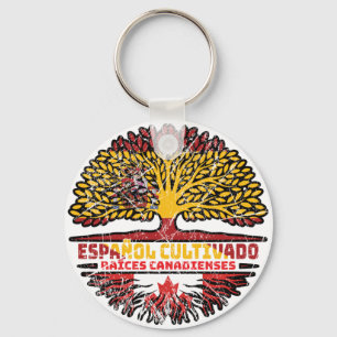 Canadian Canada Spain Spanish Tree Roots Flag Sleutelhanger