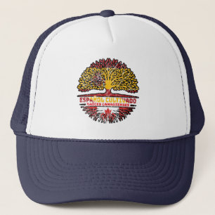 Canadian Canada Spain Spanish Tree Roots Flag Trucker Pet