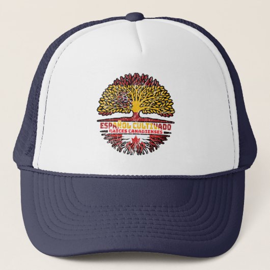 Canadian Canada Spain Spanish Tree Roots Flag Trucker Pet (Voorkant)