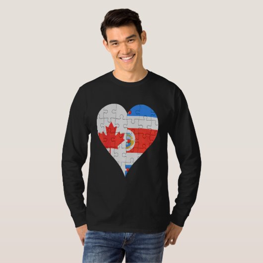 Canadian Costa Rican Flag Heart T-shirt (Voorkant volledig)