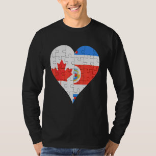 Canadian Costa Rican Flag Heart T-shirt