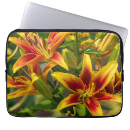 Canadian Daylily, Oranje bloemenfotografie Print Laptop Sleeve