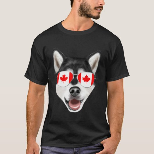 Canadian Flag Alaskan Malamute Dog Canada Pocket T-shirt (Voorkant)