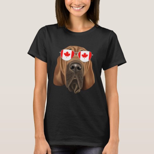 Canadian Flag Bloodhound Dog Canada Pocket T-shirt (Voorkant)
